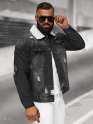 Moška jeans jakna šerpa črna OZONEE NB/MJ502NZ