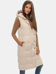 Ženski brezrokavnik s kapuco bež OZONEE JS/M728/62