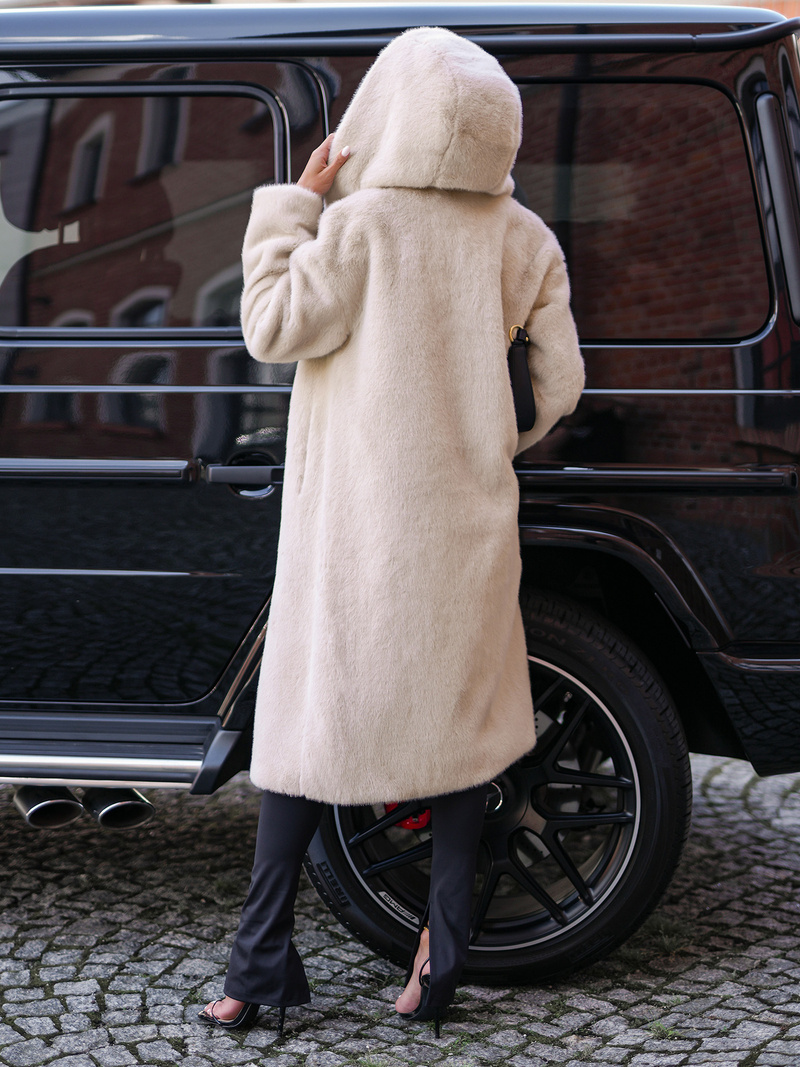 Ženska krznena zimska jakna bež OZONEE JS/11Z8250