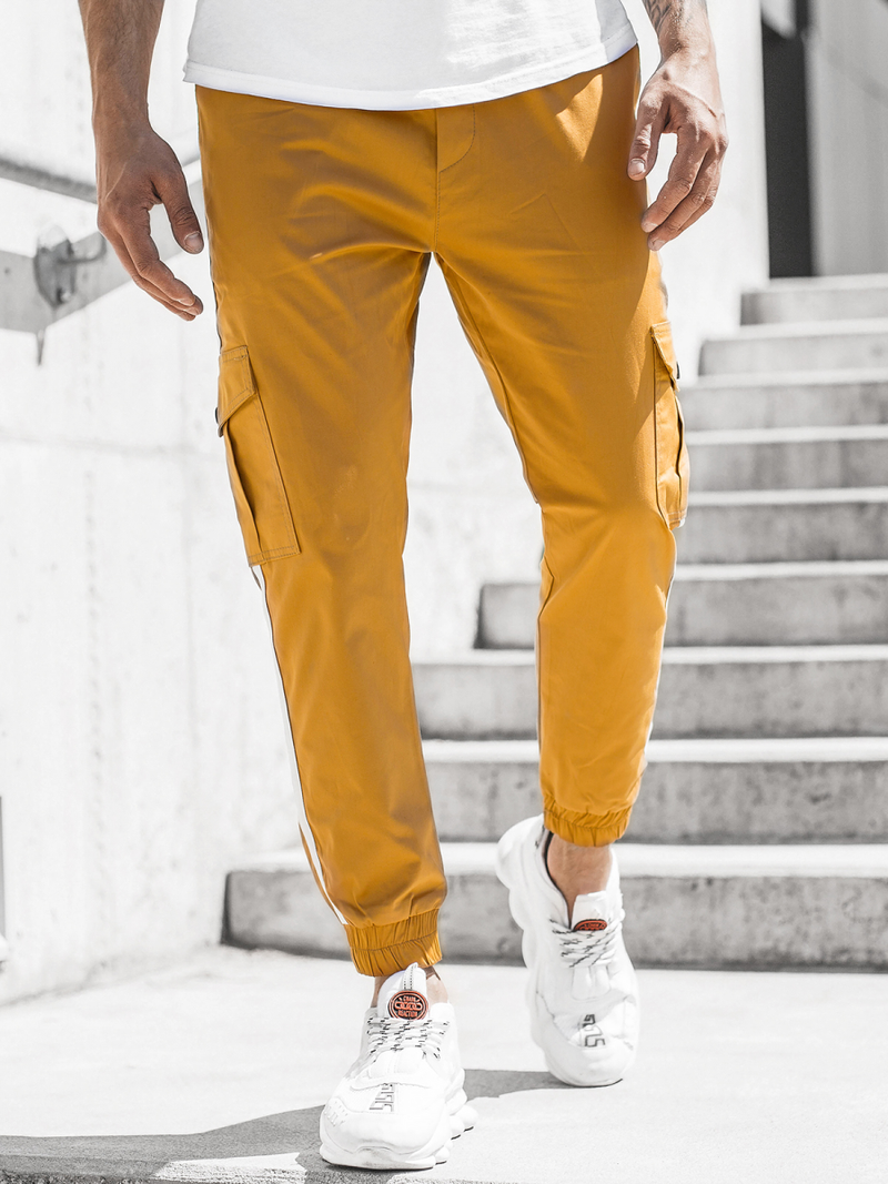 Moške hlače chino jogger camel OZONEE DJ/5580