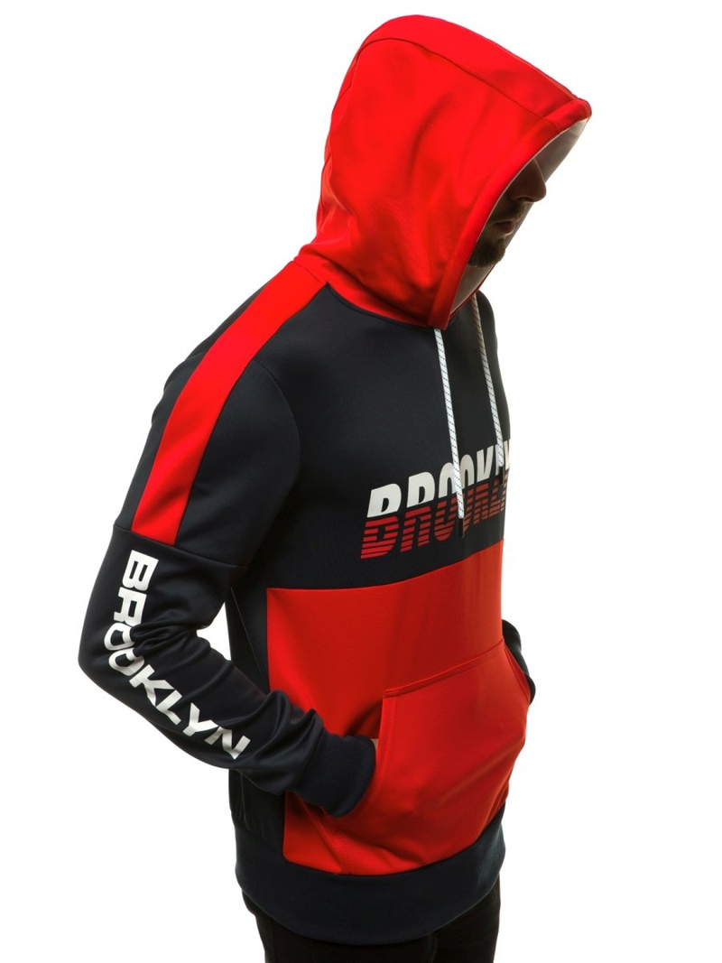 Moška jopa s kapuco mornarsko modro-rdeča OZONEE JS/DD20127