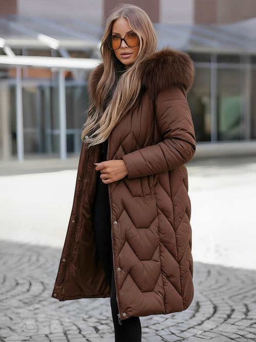 Ženska zimska jakna čokolada OZONEE JS/5M3229/158