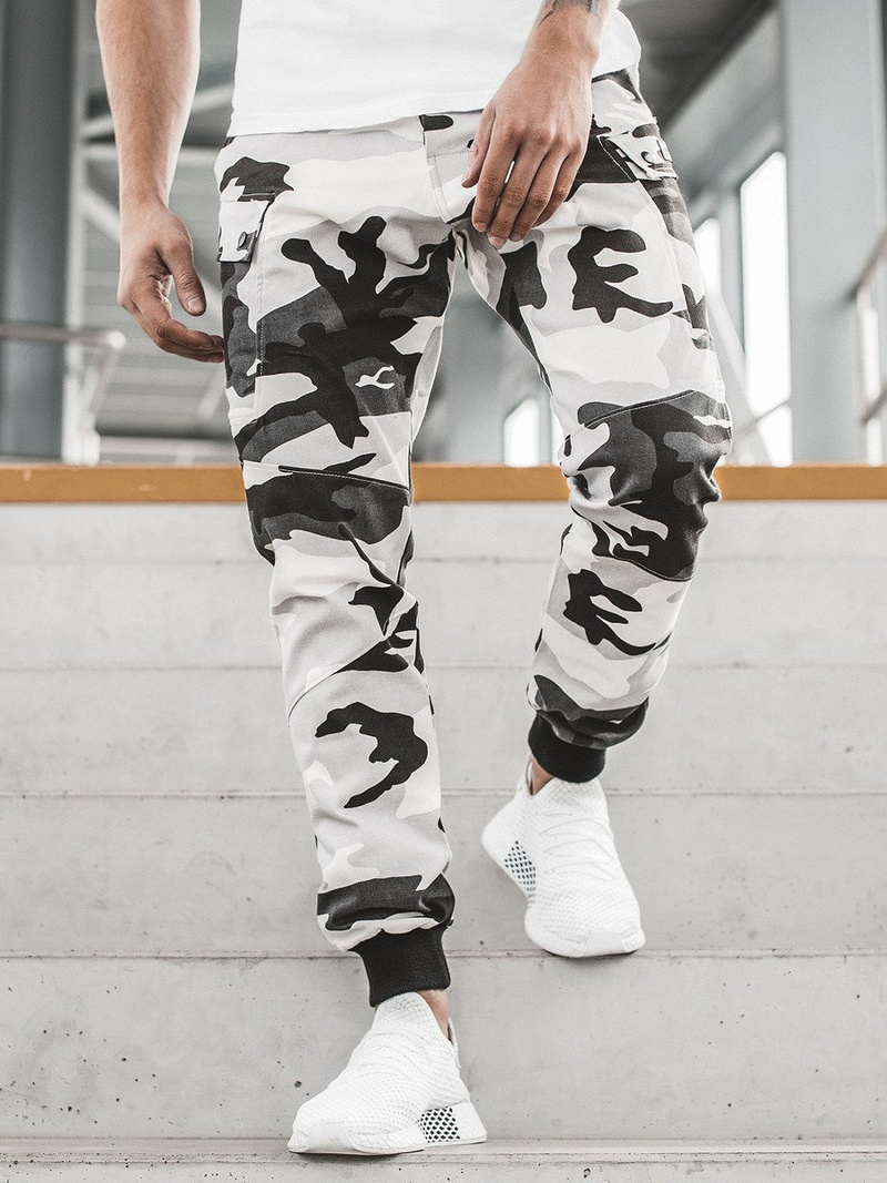 Moške hlače chino jogger črno-bele OZONEE O/11103