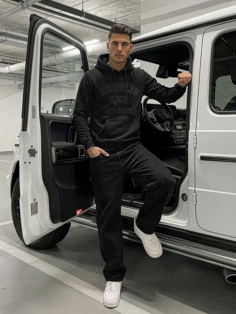 Moška jopa s kapuco črna OZONEE JS/8B1969/3