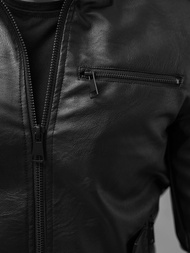 Moška usnjena jakna črna OZONEE O/8907