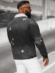 Moška jeans jakna šerpa črna OZONEE NB/MJ502NZ