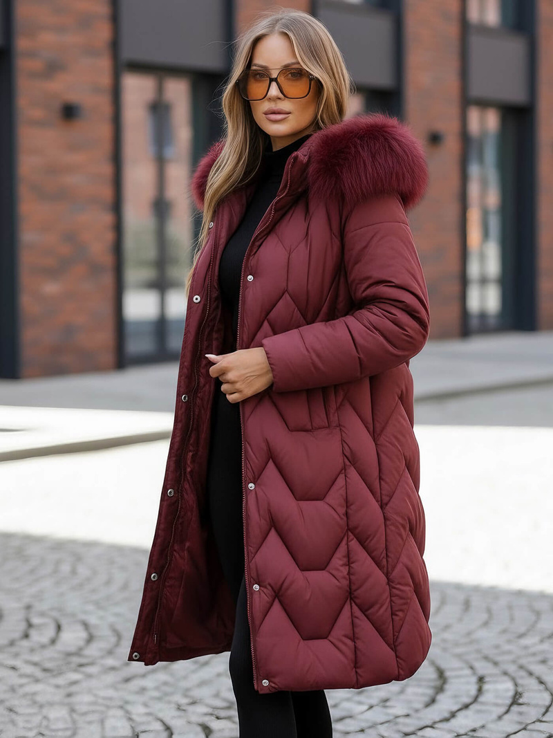 Ženska zimska jakna bordo OZONEE JS/5M3229/1