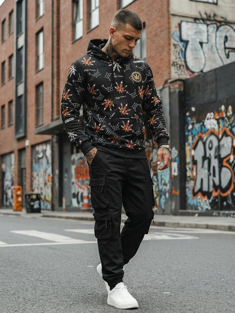 Moška jopa s kapuco črna OZONEE O/B266Z