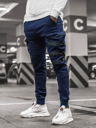 Moške hlače chino jogger mornarsko modre OZONEE G/11132