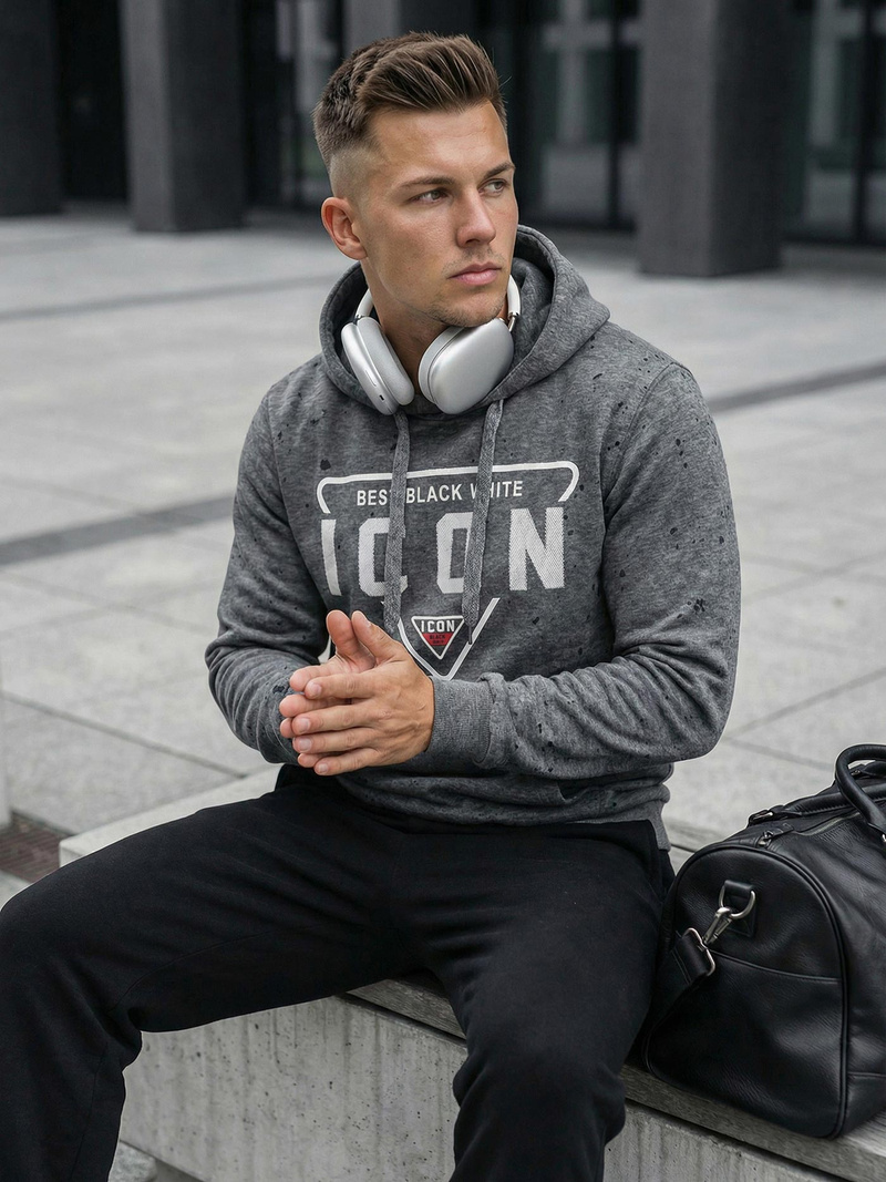 Moška jopa s kapuco grafitna OZONEE JS/8B1737/5