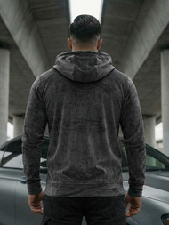 Moška iz velurja jopa s kapuco grafitna OZONEE JS/8B1168/6Z