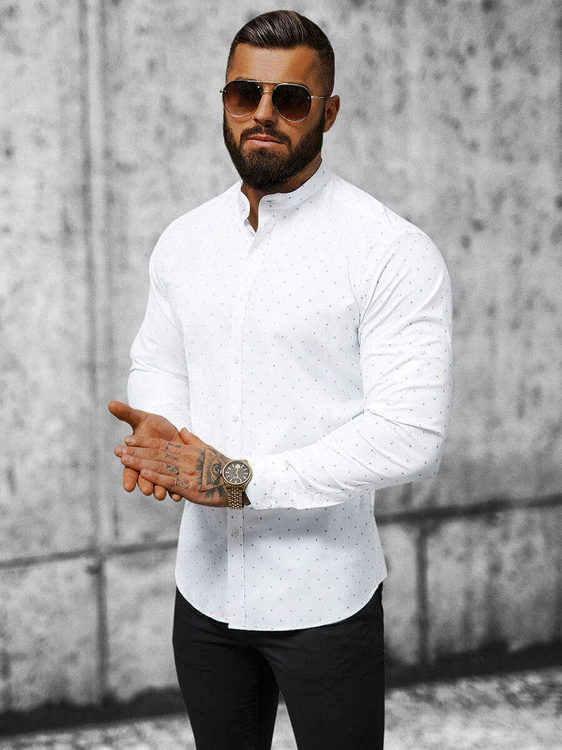 Elegantna moška srajca bela OZONEE O/V21