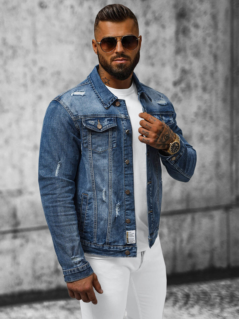 Moška jeans jakna modra OZONEE NB/MJ507BZ