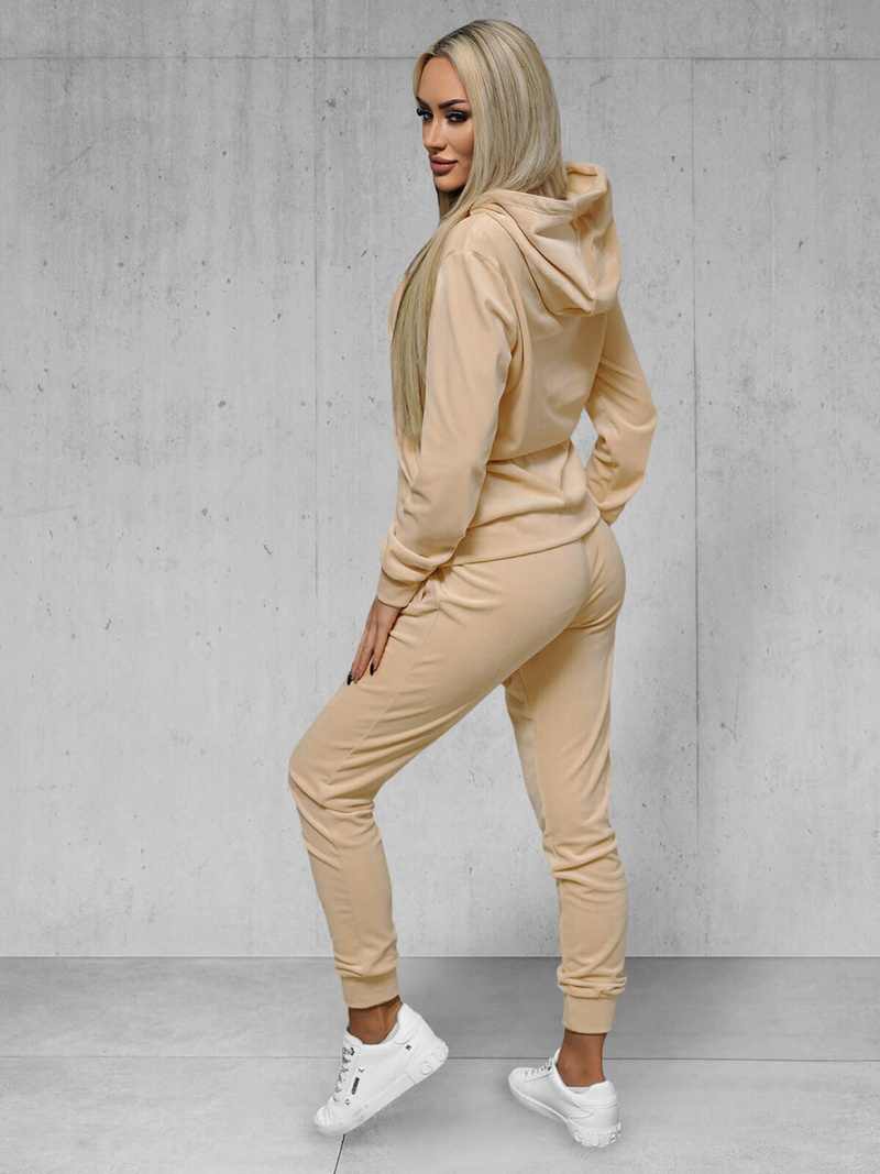 Ženski trenirka iz velurja svetlo-bež OZONEE JS/8C1176/159