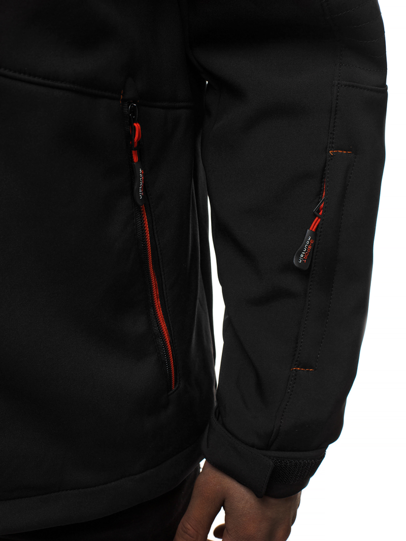 Moška softshell jakna s kapuco črno-oranžna OZONEE GE/12263Z