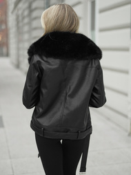 Ženska usnjena jakna črna OZONEE JS/61M8507/392AZ