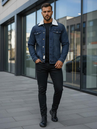 Moška jeans jakna šerpa mornarsko modra OZONEE NB/MJ517BSZ