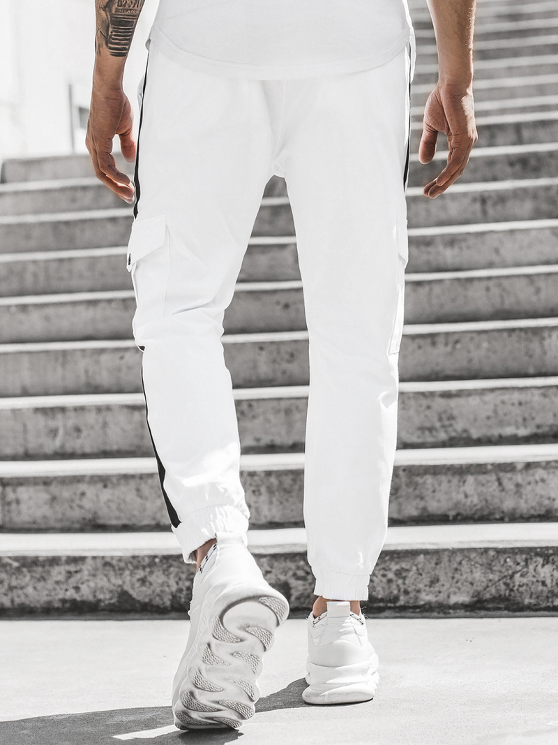 Moške hlače chino jogger bele OZONEE DJ/5580