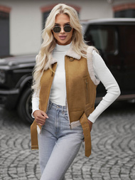 Ženski usnjena brezrokavnik camel OZONEE JS/11Z8238Z