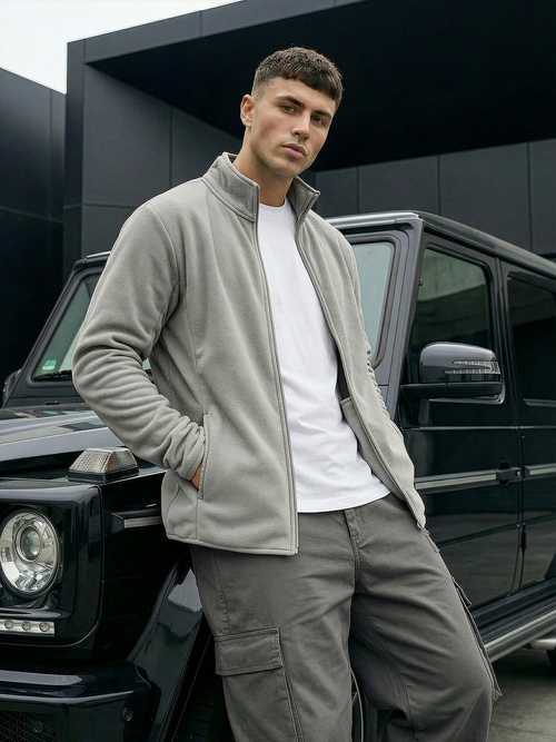 Moška jopa z zadrgo siva OZONEE JS/HH016/2