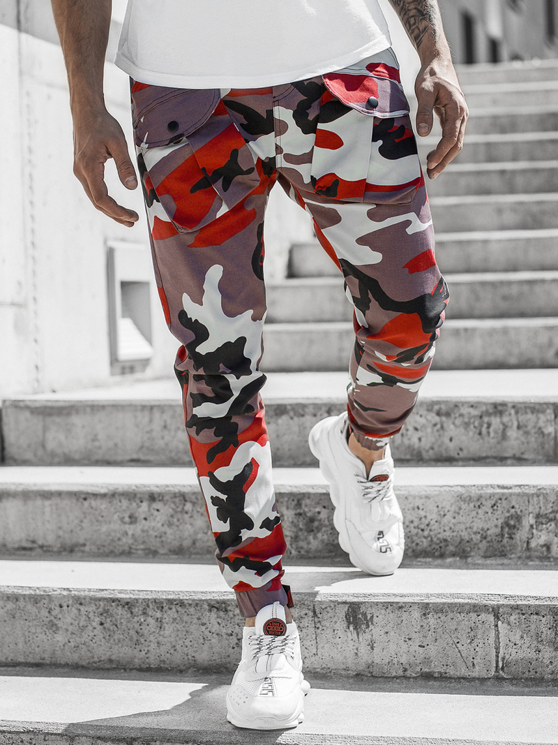 Moške hlače chino jogger bordo-bež OZONEE G/11144