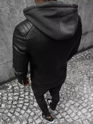 Moška usnjena jakna črna OZONEE JS/11Z8012