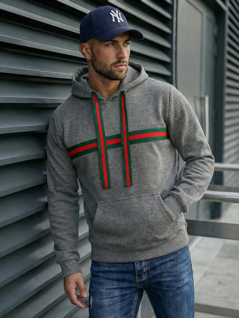 Moška jopa s kapuco grafitna OZONEE JS/8B1735/5Z