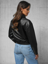 Ženska usnjena jakna črna OZONEE O/G116