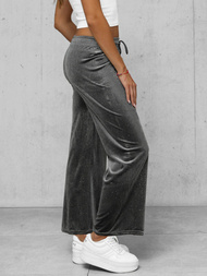 Ženske iz velurja hlače grafitne OZONEE JS/92K519/10