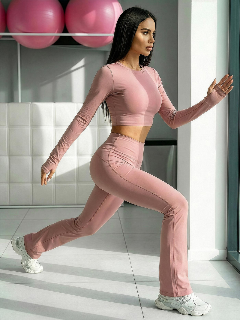 Ženske pajkice s širokimi nogami praškasto roza OZONEE JS/17K588/7Z