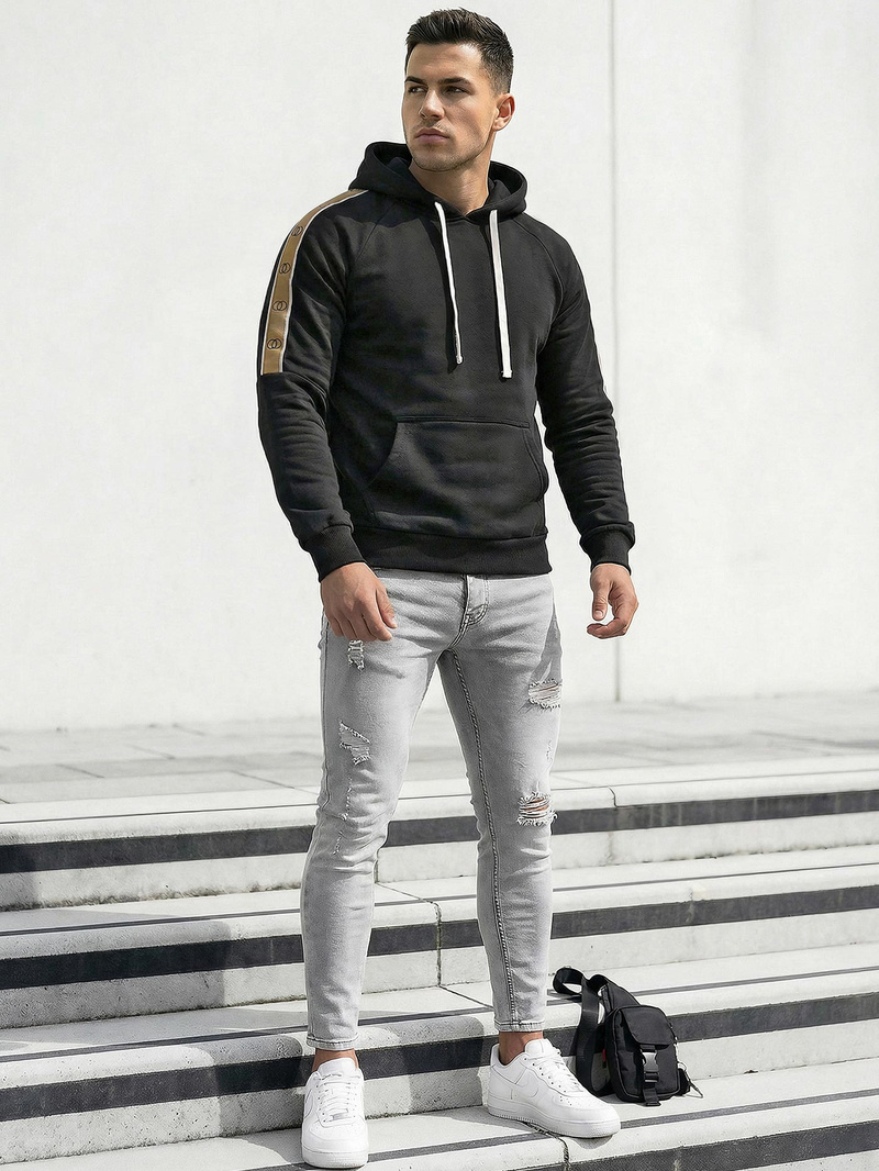 Moška jopa s kapuco črna OZONEE JS/8B1730/3Z