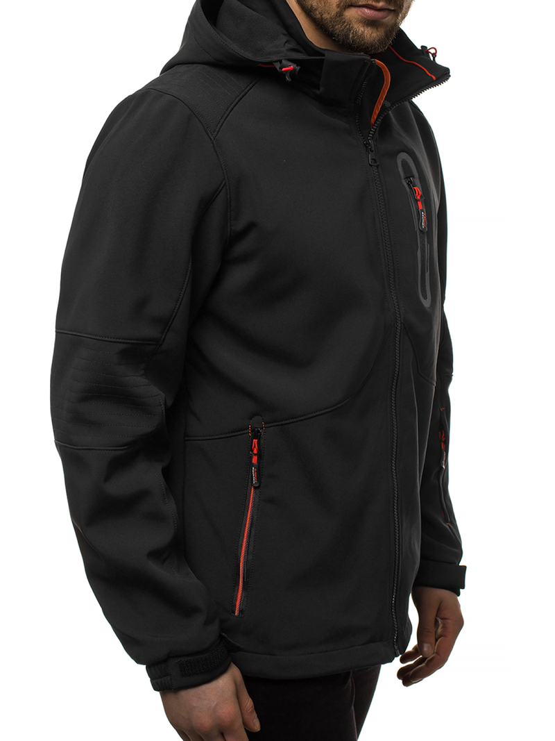 Moška softshell jakna s kapuco črno-oranžna OZONEE GE/12263Z