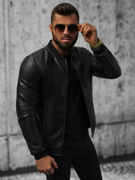 Moška usnjena jakna črna OZONEE JS/11Z8015