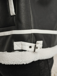 Moška usnjena jakna črna OZONEE JS/11Z8270