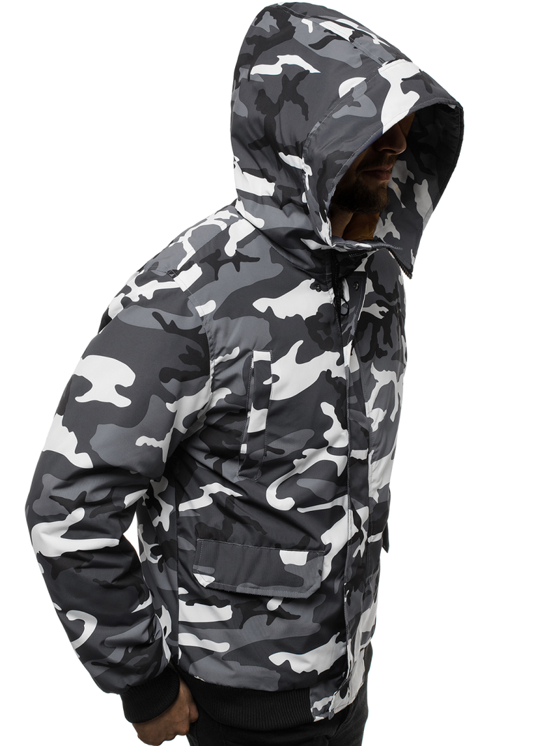 Moška zimska jakna maskirno-grafitna OZONEE JS/2019005