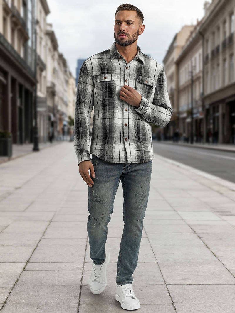 Moška srajca črno-bela OZONEE NB/MC728N/4