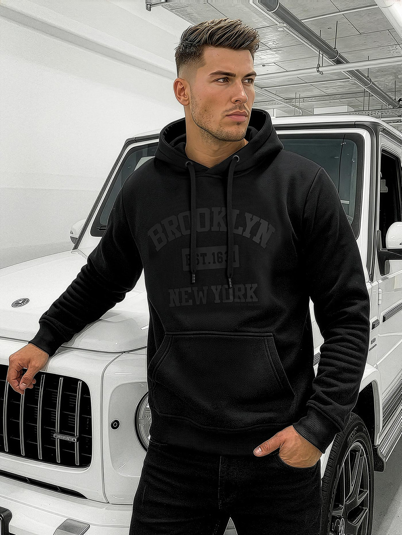 Moška jopa s kapuco črna OZONEE JS/8B1969/3