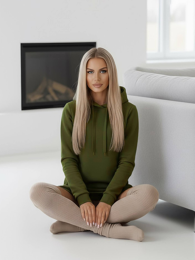 Ženska jopa s kapuco kaki OZONEE JS/YS10005/29Z