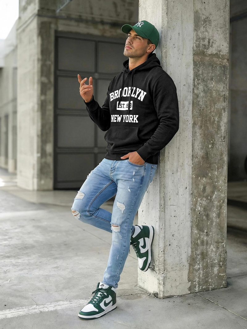 Moška jopa s kapuco črna OZONEE JS/8B1767/3Z