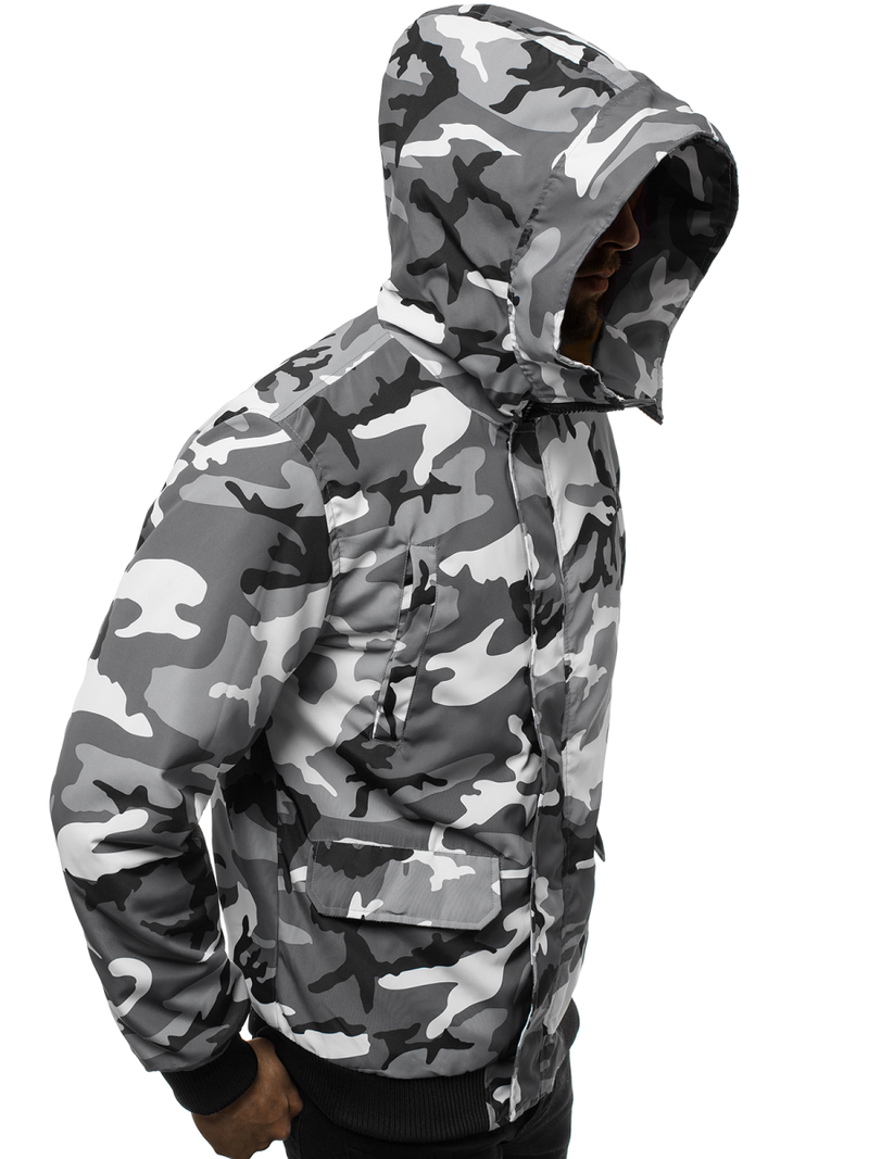 Moška zimska jakna maskirno-siva OZONEE JS/2019005