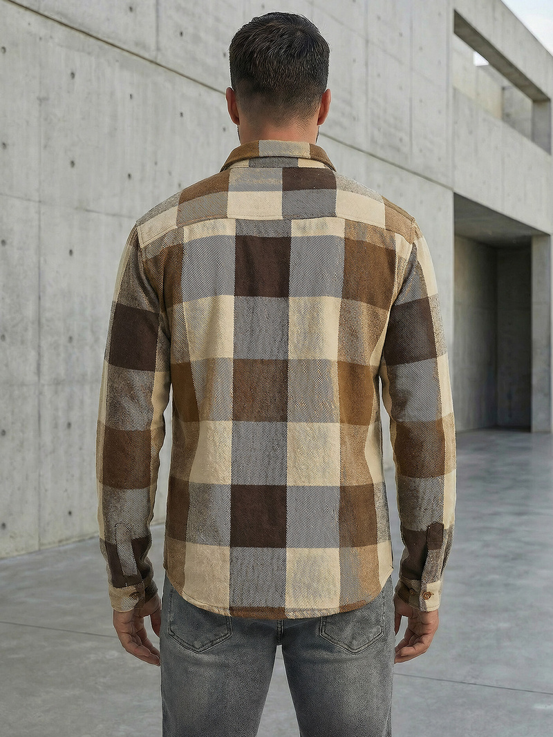 Moška karirasta srajca camel OZONEE NB/MC728KZ