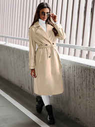 Ženski usnjen plašč bež OZONEE JS/11Z8100