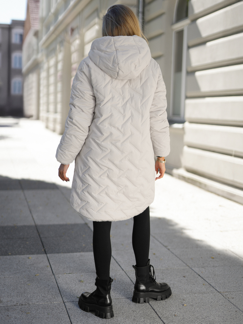 Ženska dolga zimska jakna ecru OZONEE JS/5M3352/280