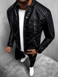 Moška usnjena jakna črna OZONEE YD/BF5916309Z