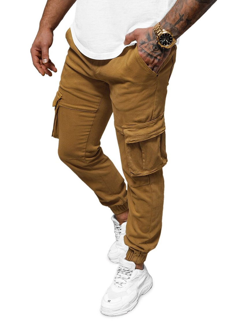 Moške hlače chino jogger temno camel OZONEE NB/MP0105KSZ