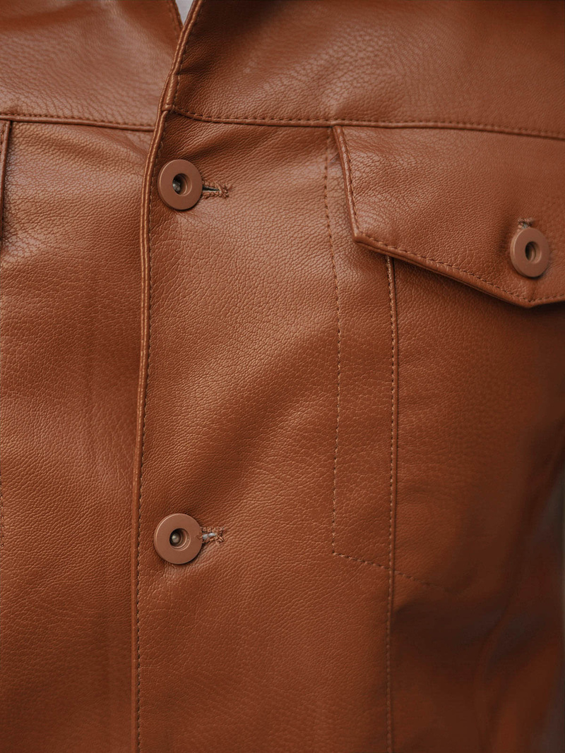 Moška usnjena jakna camel OZONEE O/8830/3