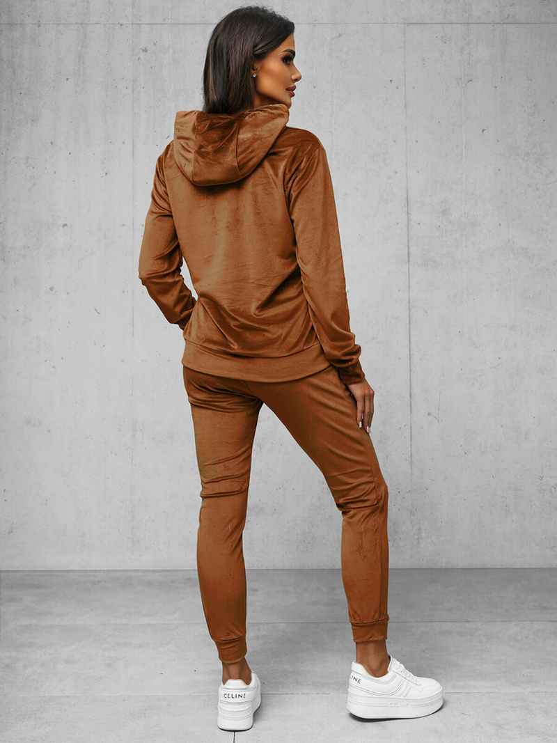 Ženski trenirka iz velurja rjavi OZONEE O/8C1175/33Z