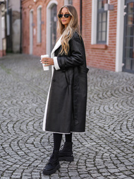 Ženski usnjen plašč črn OZONEE JS/11Z8253