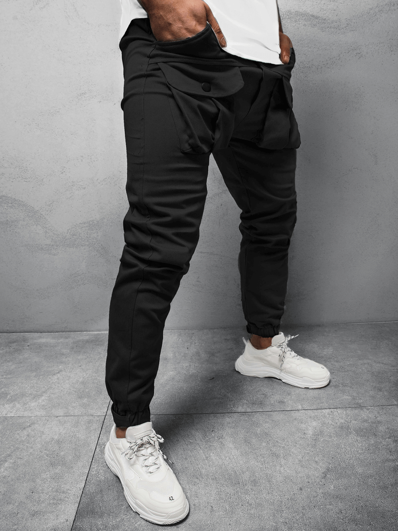Moške hlače chino jogger črne OZONEE G/11144