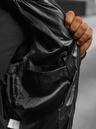 Moška usnjena jakna črna OZONEE O/M795Z